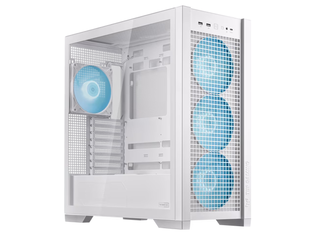 ASUS TUF Gaming GT302 ARGB Mid Tower Computer Case, 4x Pre-Installed Fan 140mm ARGB Fans, Up To 360mm Radiator & 7x Fan Support, 1x 3.5mm, 2x USB-A, & 1x USB-C I/O, White | 90DC00I3-B19000 thumbnail 4