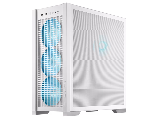 ASUS TUF Gaming GT302 ARGB Mid Tower Computer Case, 4x Pre-Installed Fan 140mm ARGB Fans, Up To 360mm Radiator & 7x Fan Support, 1x 3.5mm, 2x USB-A, & 1x USB-C I/O, White | 90DC00I3-B19000 thumbnail 3
