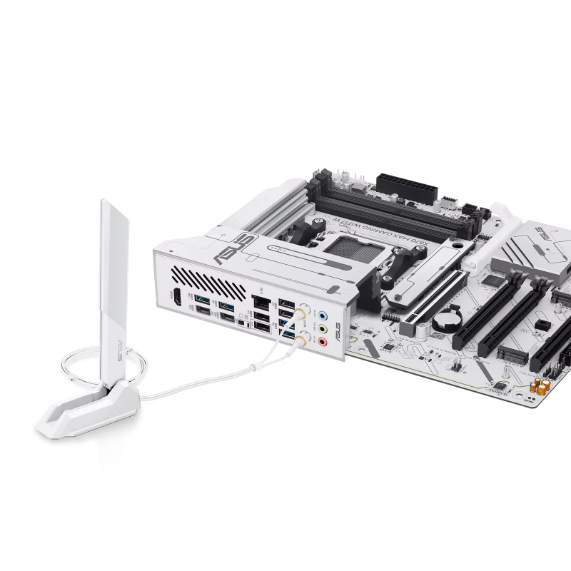 ASUS X870 MAX GAMING WIFI7 W AM5 White ATX Motherboard, AI PC-ready, PCIe 5.0 x16, 4x DIMM slots, max. 256GB, DDR5 upto 8000+MT/s(OC),  3 x M.2 slots 4x SATA 6Gb/s ports,  2.5Gb Ethernet ASUS LANGuard, Wi-Fi 7, 10x USB ports, Realtek 7.1 | 90MB1LZ0-M0EAY0 thumbnail 2