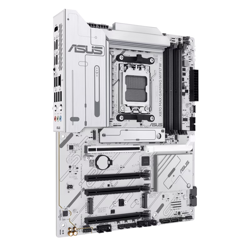 ASUS X870 MAX GAMING WIFI7 W AM5 White ATX Motherboard, AI PC-ready, PCIe 5.0 x16, 4x DIMM slots, max. 256GB, DDR5 upto 8000+MT/s(OC),  3 x M.2 slots 4x SATA 6Gb/s ports,  2.5Gb Ethernet ASUS LANGuard, Wi-Fi 7, 10x USB ports, Realtek 7.1 | 90MB1LZ0-M0EAY0 thumbnail 5
