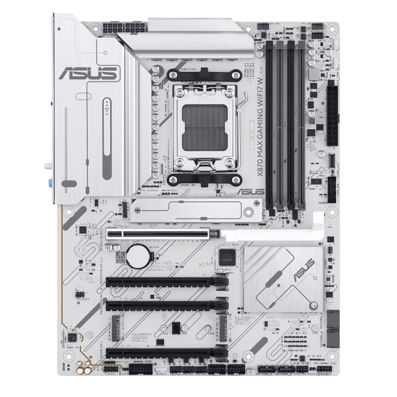 ASUS X870 MAX GAMING WIFI7 W AM5 White ATX Motherboard, AI PC-ready, PCIe 5.0 x16, 4x DIMM slots, max. 256GB, DDR5 upto 8000+MT/s(OC),  3 x M.2 slots 4x SATA 6Gb/s ports,  2.5Gb Ethernet ASUS LANGuard, Wi-Fi 7, 10x USB ports, Realtek 7.1 | 90MB1LZ0-M0EAY0 thumbnail 7