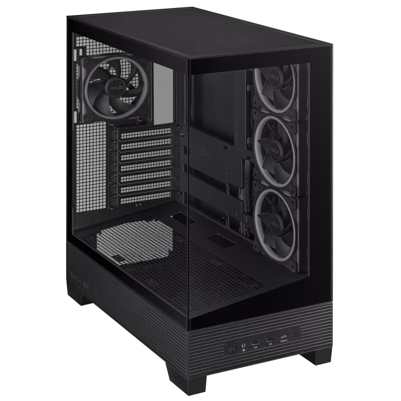 ASUS A31 PLUS Mid Tower ATX Case, 4X Pre-installed ARGB fans, Support Hidden-connector Mobo, 360mm Radiators, 380mm GPU, Clean cable management, Black | 90DC00R0-B19000 thumbnail 3