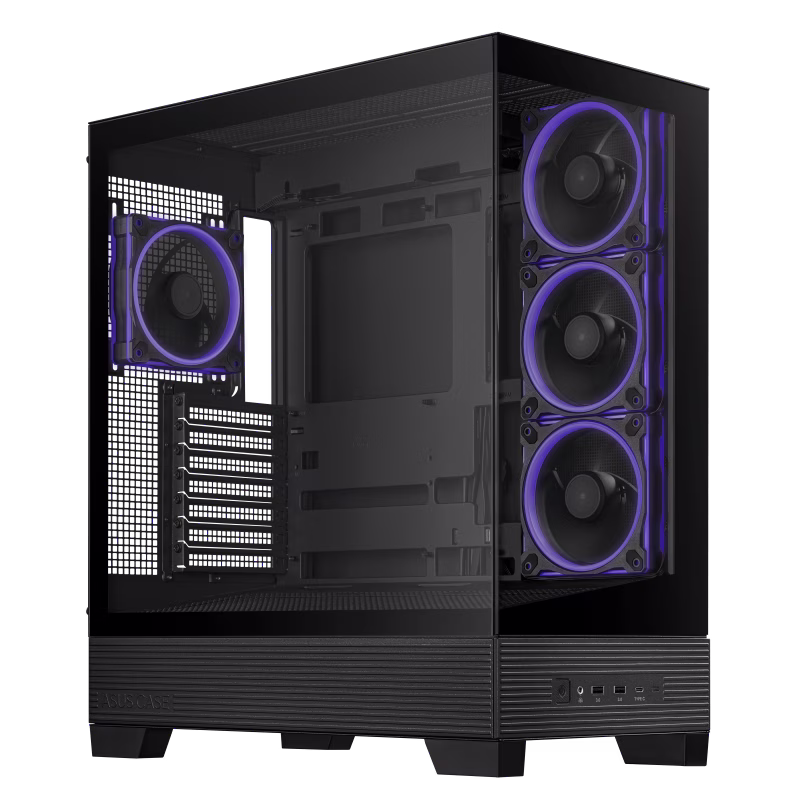 ASUS A31 PLUS Mid Tower ATX Case, 4X Pre-installed ARGB fans, Support Hidden-connector Mobo, 360mm Radiators, 380mm GPU, Clean cable management, Black | 90DC00R0-B19000 thumbnail 2