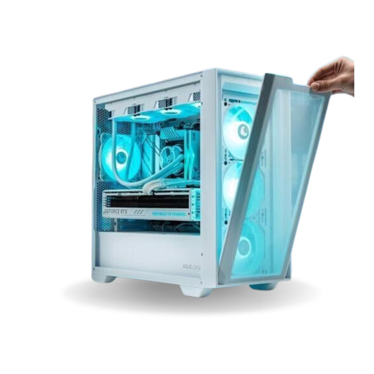 ASUS Powered WarMachine White Gaming PC: Intel Core i7-14700KF, Nvidia RTX 4070 Super 12GB, 32GB RAM 6000Mhz DDR5, 2TB SSD, 750W PSU, 360mm Liquid Cooler, Wi-Fi 6E + BT thumbnail 2