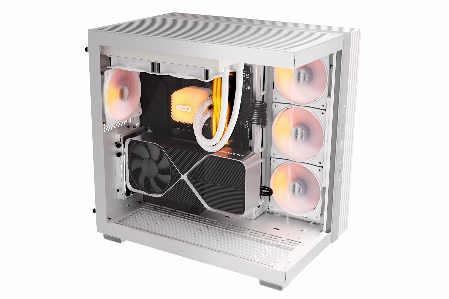 Be Quiet! Light Base 600 LX ATX Computer Case, Dual layout, Fully Windowed Front & Side Panel, 4x Light Wings LX 120mm Pre-Installed Fan, Up to ATX Motherboard & 360mm Radiator & 10x Fan Max Support, White | BGW68 thumbnail 2