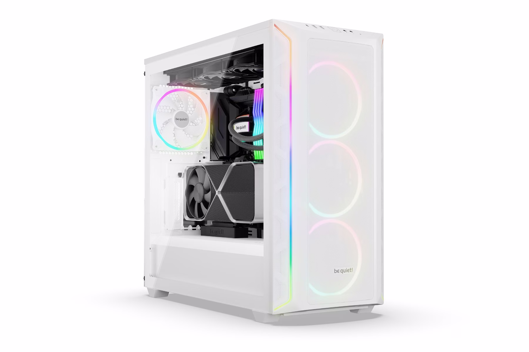 be-quite SHADOW BASE 800 FX White Midi-Tower Case, Tempered glass side window, Motherboard compatibility Upto E-ATX, 4x ARGB 140mm PWM fans, PWM & ARGB hub included, Exceptionally high airflow, Simple and tool-less HDD and SSD installation, White | BGW64 – Buy Online