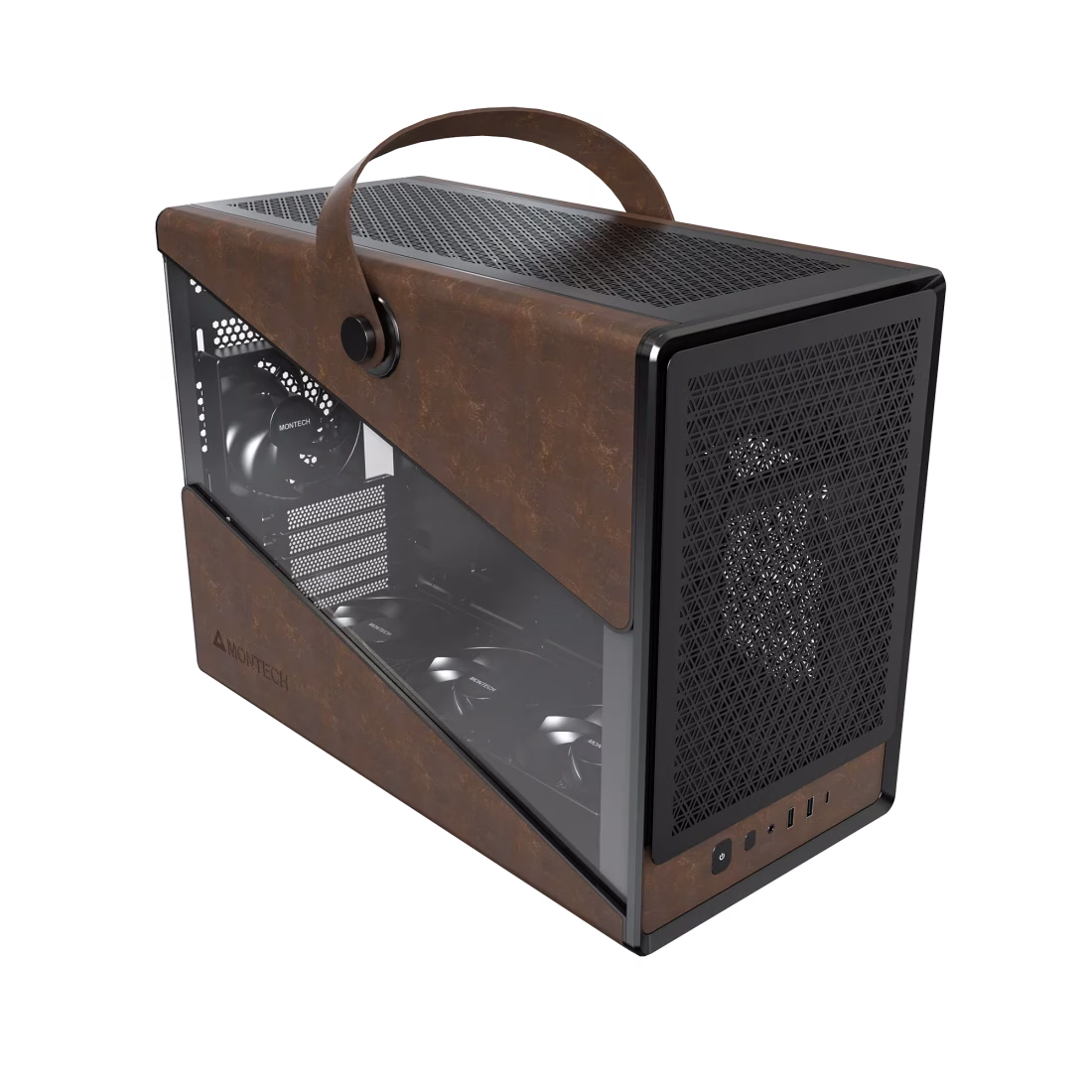 Montech Heritage PRO Micro-ATX Case, 4x Pre-installed Fans, MB Support upto Micro-ATX, GPU Supportd upto 400mm, Magnetic Dust Filter, Eco-Leather Finish, Black thumbnail 2