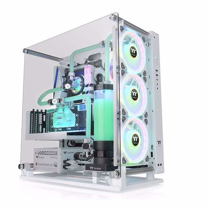 Thermaltake Core P3 TG Pro Open Frame ATX Mid Tower PC Case, 4mm Thick Tempered Glass Window, Up to 420mm Radiator Support, 12 Fans Support, Handy I/O Ports, Snow | CA-1G4-00M6WN-09 image
