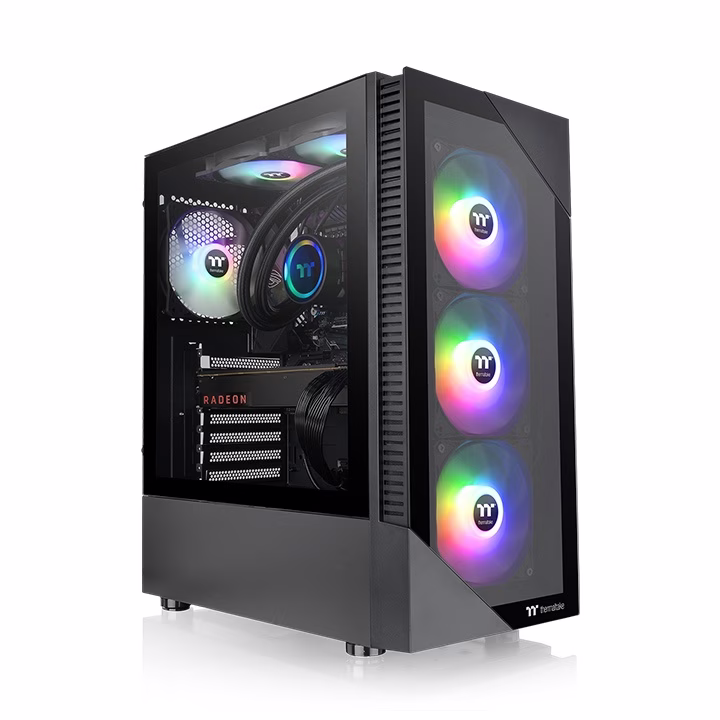 Thermaltake View 200 TG ARGB Mid Tower Chassis, Front 3x 120 x 120 x 25 mm ARGB Lite fan (1000rpm, 22.3 dBA), USB 3.0 x 2, HD Audio x 1, Black | CA-1X3-00M1WN-00 image