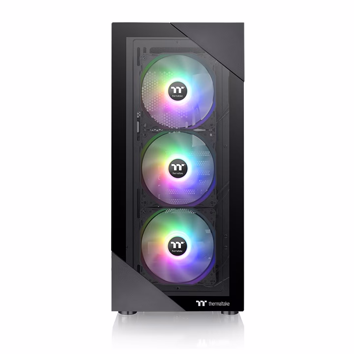 Thermaltake View 200 TG ARGB Mid Tower Chassis, Front 3x 120 x 120 x 25 mm ARGB Lite fan (1000rpm, 22.3 dBA), USB 3.0 x 2, HD Audio x 1, Black | CA-1X3-00M1WN-00 thumbnail 2