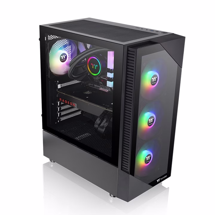 Thermaltake View 200 TG ARGB Mid Tower Chassis, Front 3x 120 x 120 x 25 mm ARGB Lite fan (1000rpm, 22.3 dBA), USB 3.0 x 2, HD Audio x 1, Black | CA-1X3-00M1WN-00 thumbnail 5