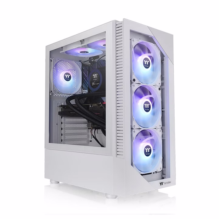 Thermaltake View 200 TG ARGB Mid Tower Chassis, Front 3x 120 x 120 x 25 mm ARGB Lite fan (1000rpm, 22.3 dBA), USB 3.0 x 2, HD Audio x 1, White | CA-1X3-00M6WN-00 thumbnail 4