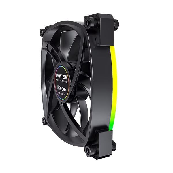 MONTECH AX120 PWM ARGB PC FAN, Black 120mm Fan, 800~1600RPM (??10%), Rifle bearing, 12V, 4-pin PWM + 3-pin ARGB | AX120 thumbnail 6