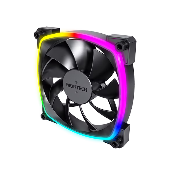 MONTECH AX120 PWM ARGB PC FAN, Black 120mm Fan, 800~1600RPM (??10%), Rifle bearing, 12V, 4-pin PWM + 3-pin ARGB | AX120 thumbnail 4