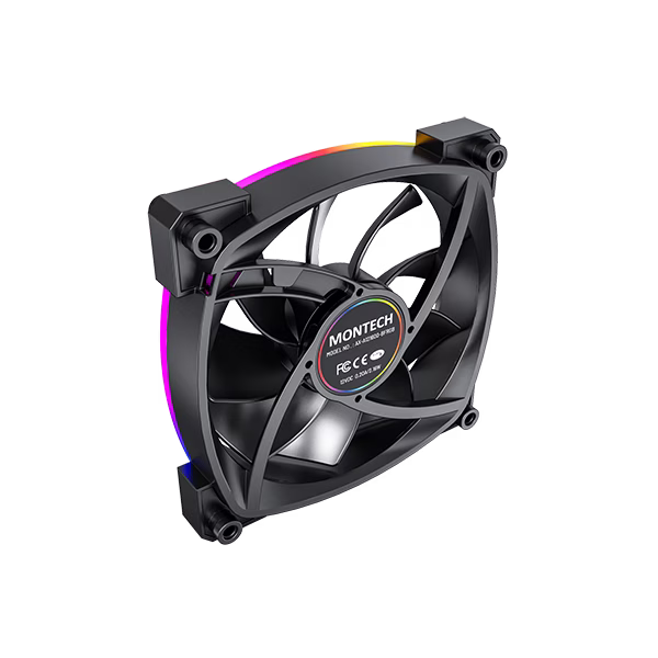 MONTECH AX120 PWM ARGB PC FAN, Black 120mm Fan, 800~1600RPM (??10%), Rifle bearing, 12V, 4-pin PWM + 3-pin ARGB | AX120 thumbnail 8