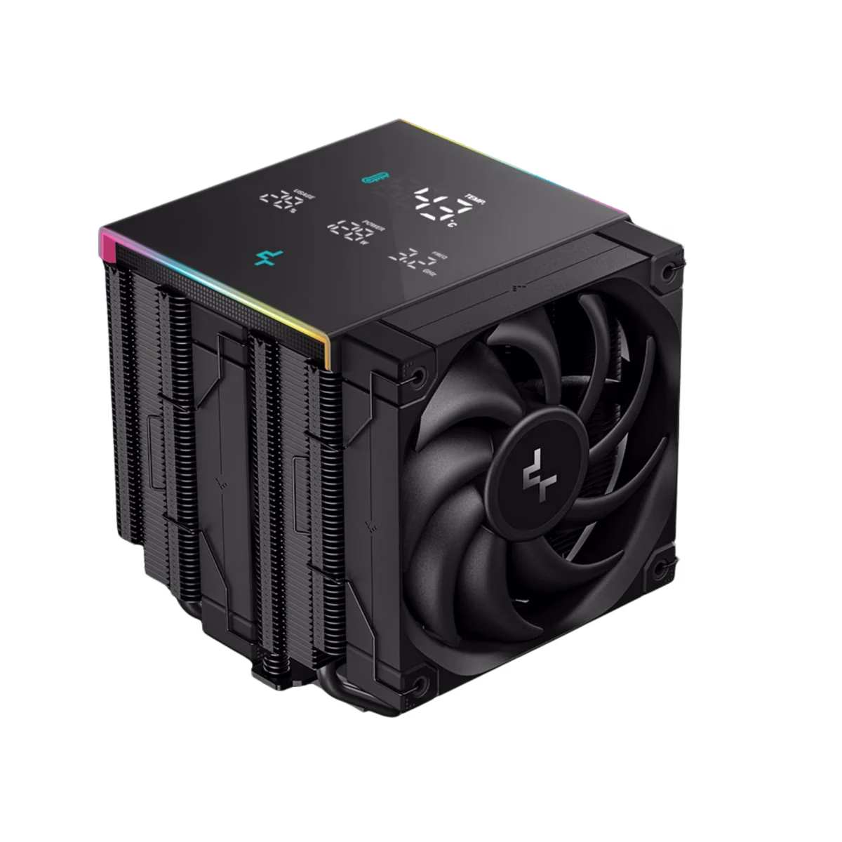 Deepcool AK620 DIGITAL PRO Air Cooler, Multi-data point screen, CTT 2.0 Heatpipe, 500~1750 RPM±10%, 60.89 CFM Fan Airflow, 2.91 mmAq  Fan Air Pressure, Fluid Dynamic Bearing, Black | R-AK620-BKAPMN-G – Buy Online