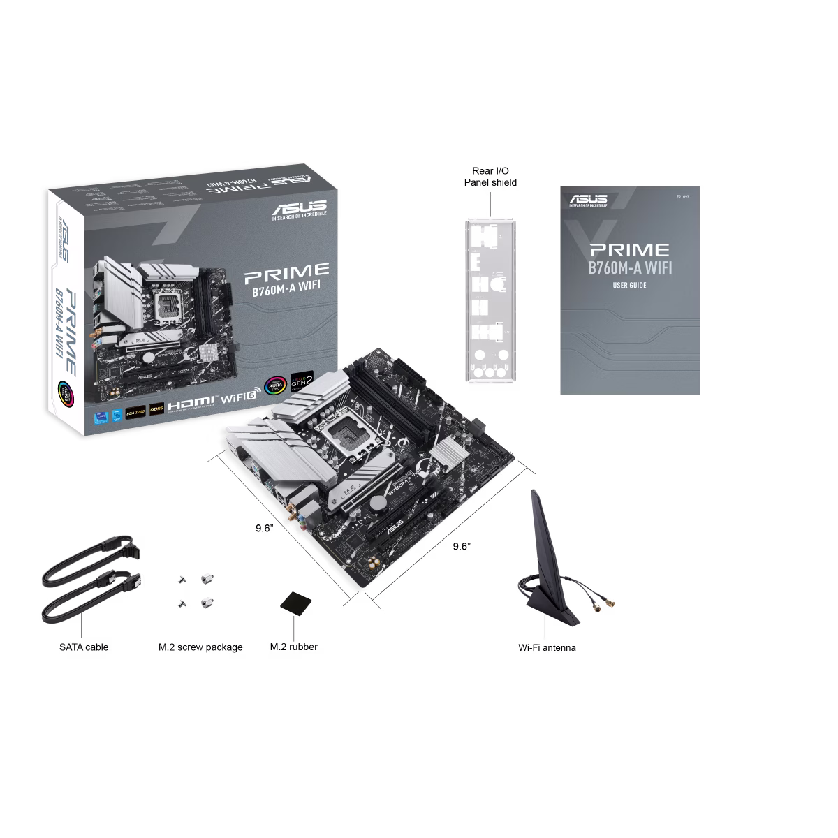 ASUS PRIME B760M-A WIFI LGA1700 mATX Motherboard, Intel B760 Chipset, 4x DDR5 DIMM, Support up to 128GB Memory, Wi-Fi 6 / 2.5Gb ETH / PCIe 4.0, USB 2.0 / 3.2 Type-C, 2*M.2, HDMI/DP | 90MB1EL0-M0EAY0 thumbnail 4
