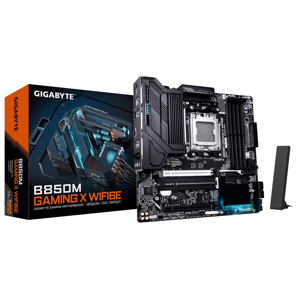 Gigabyte B850M GAMING X WF6E AM5 Micro ATX Motherboard, 4x DIMMs with AMD EXPO, DDR5 OC up to 8200MT/s, 2 x M.2 Slots, 2.5GbE LAN & Wi-Fi 6E | B850M GAMING X WF6E – Buy Online