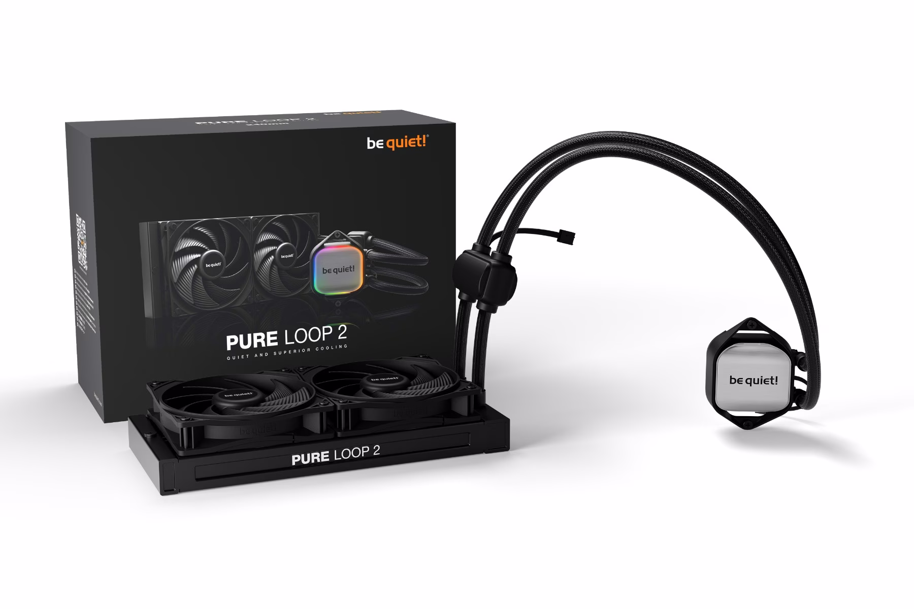 Be Quiet! Pure Loop 2 240mm CPU Liquid Cooler, 2x Pure Wings 3 120mm PWM High-Speed Fans, 2100 RPM Fan Speed, 5500 RPM Pump Speed, 59.6 CFM Airflow, Copper / Nickel Plated Case Material, Black | BW017 thumbnail 7