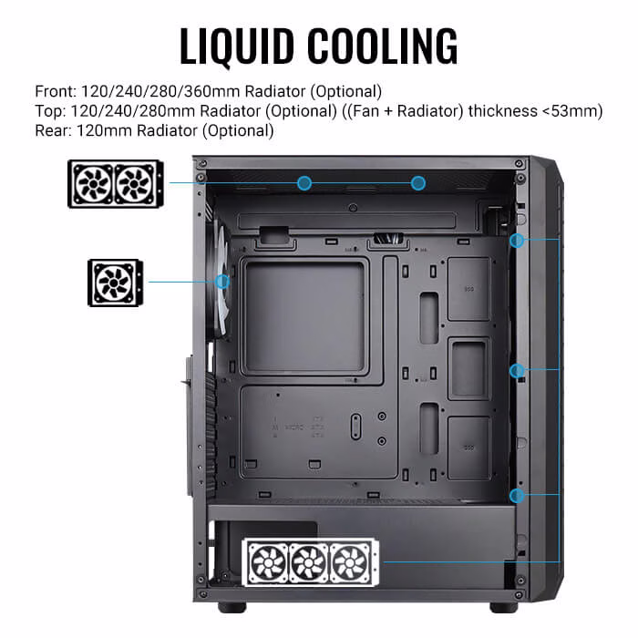 AEROCOOL BEAM -G-BK-V2 FRGBMID TOWER CASE 4FAN, 4711099471744 thumbnail 4