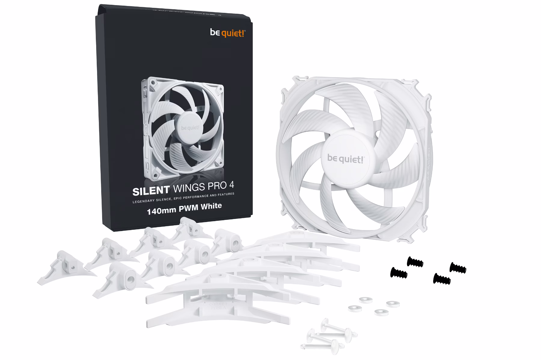bequiet SILENT WINGS PRO 4 140mm PWM White Case Fan, up to 2400 rpm, 6-pole fan motor and fluid-dynamic bearing | BL119 thumbnail 2