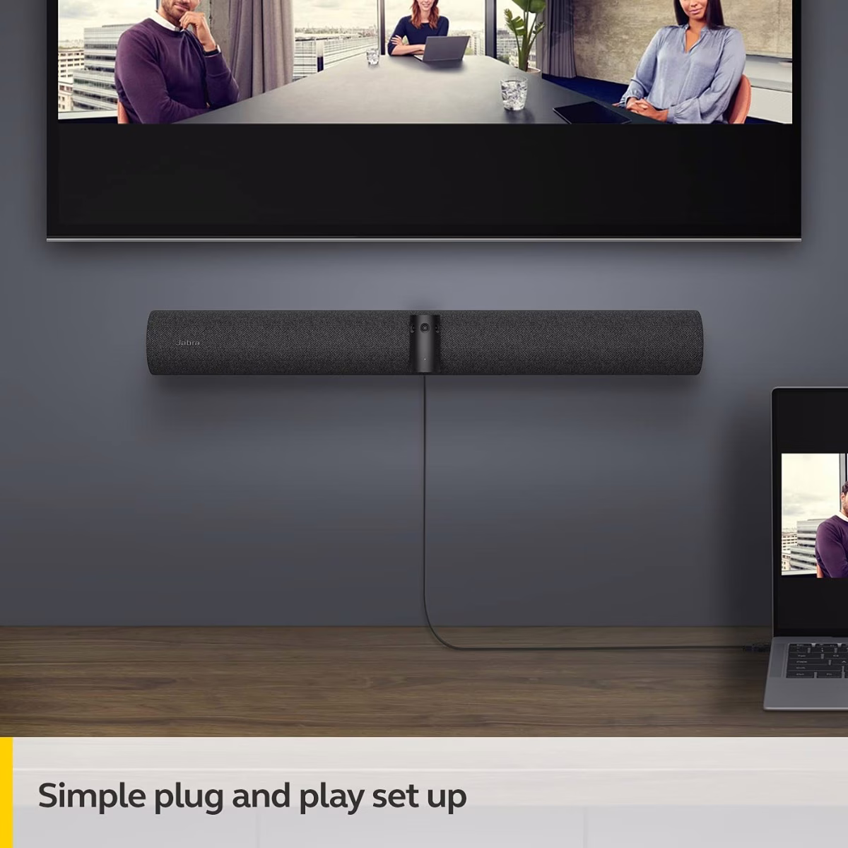 Jabra 8200-237 PanaCast 50 Panoramic 4K Video Bar - Conference Camera for Small & Medium Rooms with 180 Degree Field of View & 8 Microphones - UK Power Supply - Black thumbnail 3