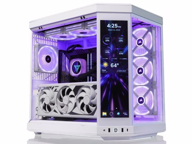 Nanotech Hyte Y70 Touch White Gaming PC: Core i9 14900KS, RTX 4090 24GB GDDR6X White OC, 64GB (2x32GB) DDR5 DRAM 6400MT/s, 4TB PCIe NVMe, AIO CPU Liquid Cooler, 1650W GF3 Gold, WiFi+BT, 1 Year Warranty thumbnail 2
