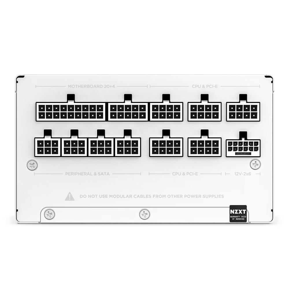NZXT C1000 80 PLUS Gold Fully Modular Power Supply, 1000W, Fluid Dynamic Bearing, 80 Plus Gold, Japanese Capacitors, Active PF Correction, Matte White | PA-0G2BW-UK thumbnail 5