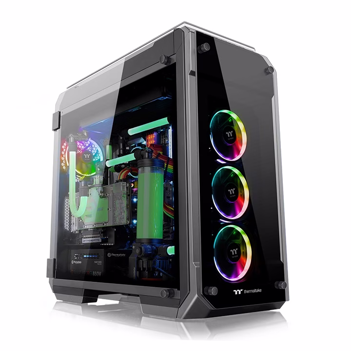 Thermaltake View 71 Tempered Glass RGB Edition E-ATX Case, 5mm Tempered Glass x 4 (Left & Right & Front & Top), 4x Pre Installed Fans, USB 3.0 x 2, USB 2.0 x 2, HD Audio x 1, 8+2 Expansion Slots, USB 3.0 x 2, USB 2.0 x 2, HD Audio x 1 | CA-117-00F1WN-00 – Buy Online