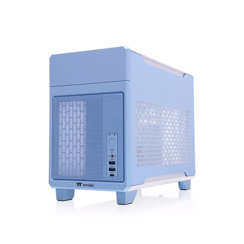 Thermaltake TR100 Hydrangea Blue Mini Tower Chassis (Mini ITX Case), Supports Mini ITX Motherboard, 280mm AIO Cooler, SFX PSU, USB 3.2 (Gen 2) Type-C, HD Audio | CA-11A-00SFNN-00 image