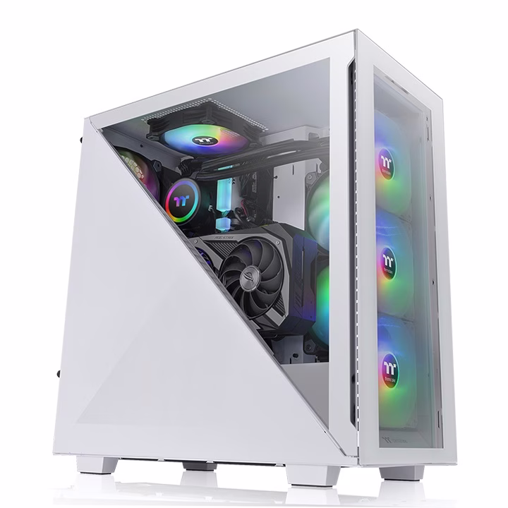Thermaltake Divider 300 TG ARGB Mid Tower Chassis, Tempered Glass x 2, Front 120 x 120 x 25 mm ARGB fan, Rear 120 x 120 x 25 mm Turbo fan, 7x Expansion Slots, White | CA-1S2-00M6WN-01 thumbnail 6
