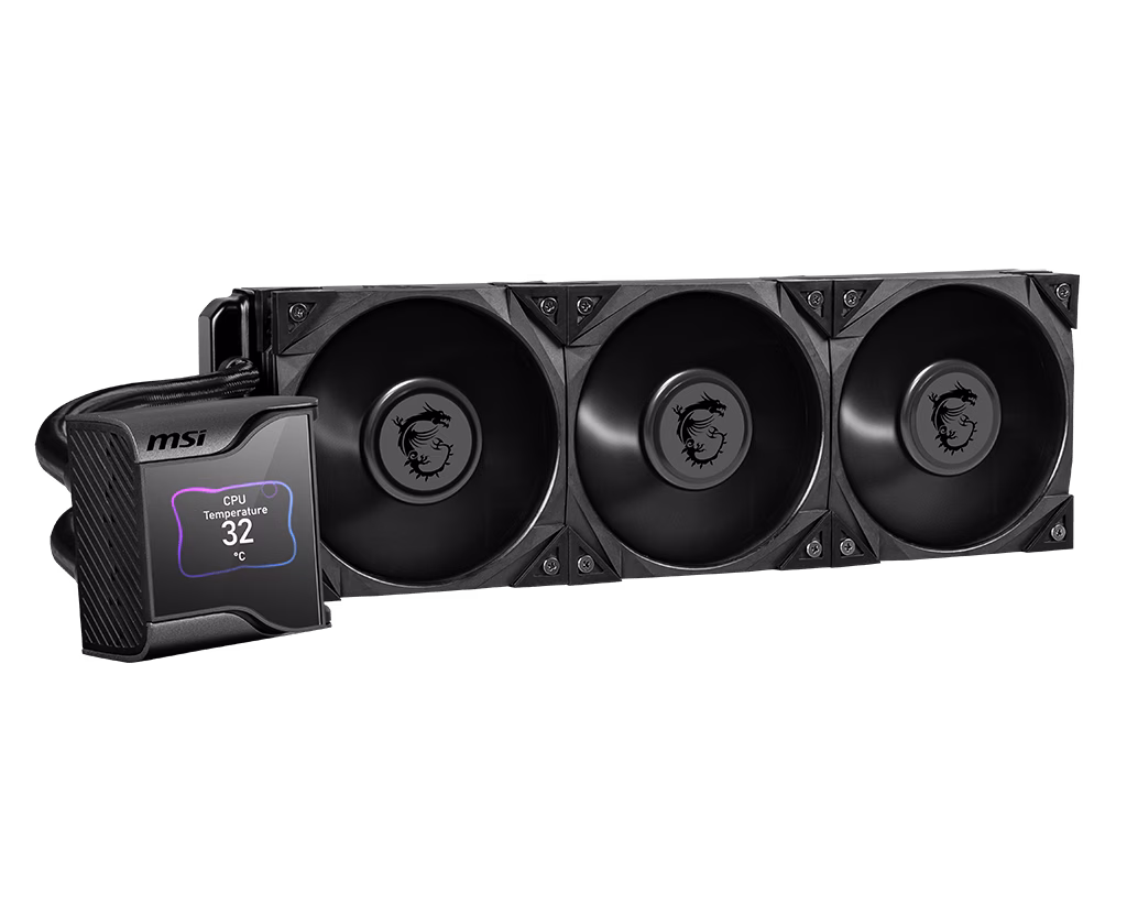 MSI MEG CORELIQUID S360 AIO Cooler With LCD, 360mm Radiator, 2.4" IPS Display, Asetek 7th Gen Pump 2800 +/-300 RPM, 3x 120mm MEG SILENT GALE P12 Fans, 56.2 CFM Air Flow, Hydro-Dynamic Bearing, Supports Socket TR4 / sTRX4 / SP3,  Black | 936-6A0521-005 – Buy Online