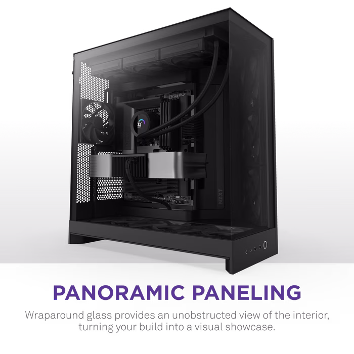 NZXT H9 Flow Large Dual-Chamber Mid-Tower ATX Airflow Case (2025), Panoramic View, Back-Connect Motherboard Compatible, Radiator Upto 420mm, Pre-Installed Fans 1x F140Q (CV), 1x F120Q (CV), Black | CM-H92FB-01 thumbnail 4