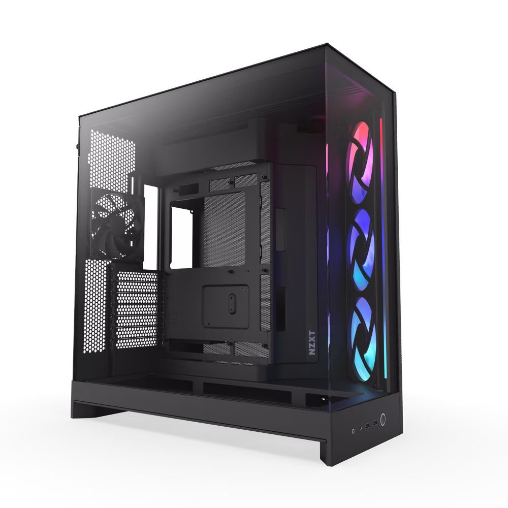 NZXT H9 Flow RGB Large Dual-Chamber Mid-Tower ATX Airflow Case with RGB (2025), Panoramic View, Pre-Installed Fans  1?? F420 RGB Core, 1?? F120Q (CV), Rear-Connecting Motherboard Support, Radiator Up to 420 mm,  Black | CM-H92FB-R1 – Buy Online