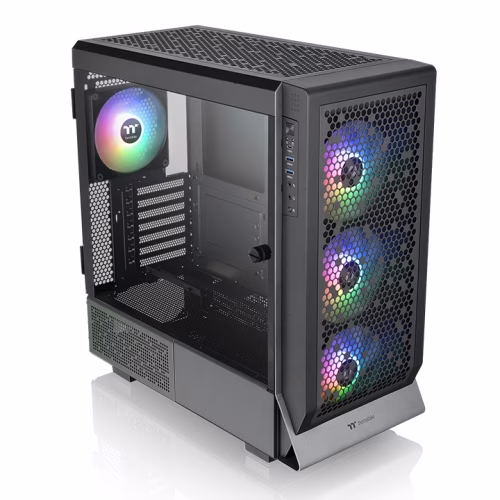 Thermaltake Ceres 500 TG ARGB Mid Tower ATX Case, 4x Pre-installed CT140 ARGB Fans, up to a 420mm Radiator, Mobo Upto (E-ATX), Black | CA-1X5-00M1WN-00 image