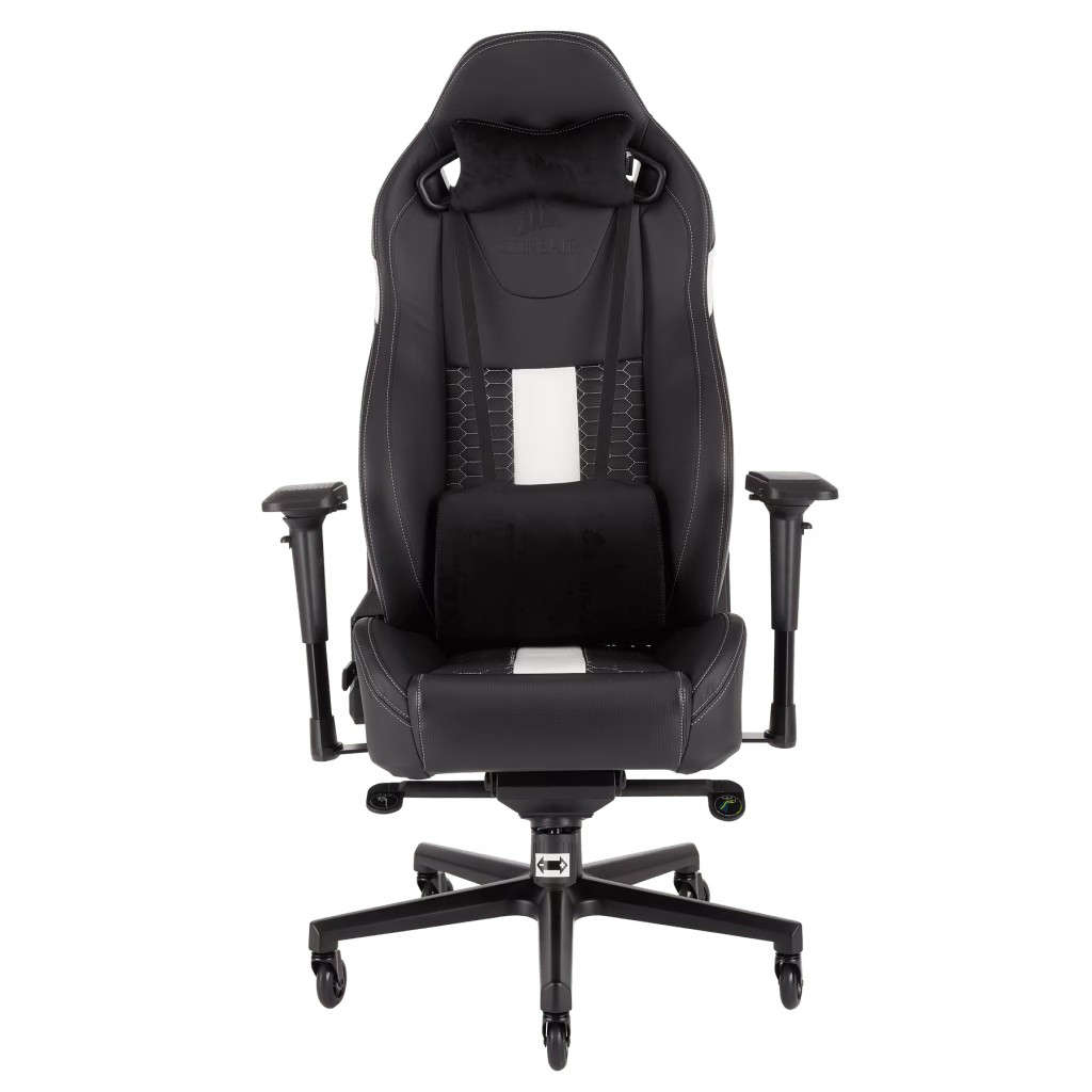 Corsair T2 ROAD WARRIOR Gaming Chair Black/White, Tilt, Recline, Height Adjust, Half PU Leather, Polyurethane foam (cold foam) | CF-9010007-WW thumbnail 3