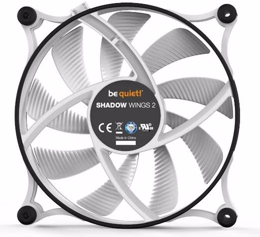 Be Quiet! Shadow Wings 2 140mm PWM Case Fan, 900 RPM Fan Speed, 85 CFM Airflow, Airflow-Optimized Fan Blades, Rubberized Fan Frame, Rifle Bearing Technology, White | BL091 thumbnail 3