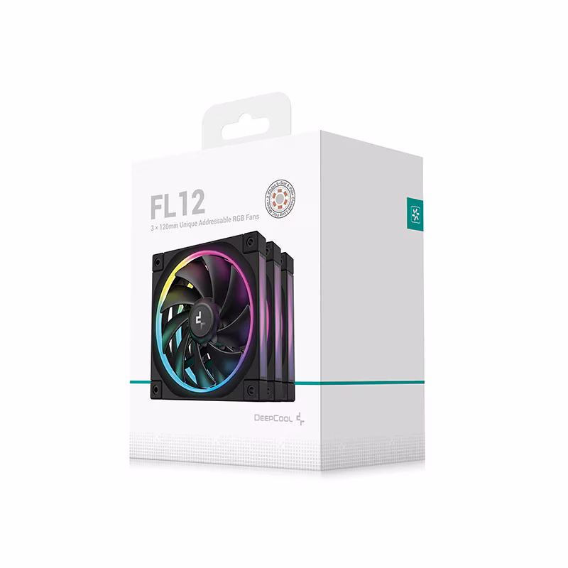 Deepcool FL12-3 IN 1 PWM ARGB 120mm 3 Pack Case Fan, 120??120??25 mm(L??W??H), 500-2150 RPM??10%, 8-pin Connector, Fluid Dynamic Bearing, Black | R-FL12-BKAPN3-G thumbnail 7