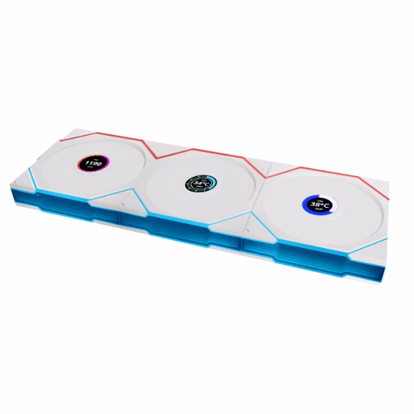 Lian Li UNI FAN TL120 LCD Reverse Blade Wireless White120mm Single Case Fan, 1.6'' LCD, 120x124x28mm, 0,200~2300 RPM, 2.66 mmH2O (Maximum) AIR PRESSURE, 83.4 CFM (Maximum) AIRFLOW, 34 dBA (Maximum), L-Wireless Sync, Fluid Dynamic Bearing (FDB) | 12RTL1W1W thumbnail 2