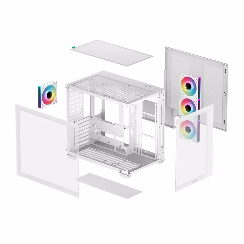 Deepcool CG530 4F Mid Tower Case, 4x PWM+ARGB Pre-Installed Fans, Tempered Glass, Supports upto ATX(Rear Connector) Motherboard, 2x USB 3.0, USB TYPE C, 2-in-1 AP, White | CG530-WHADA4-G-1 thumbnail 4