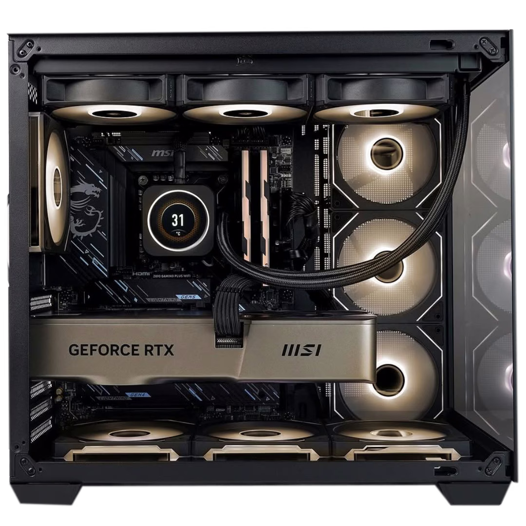 MSI Powered Gaming & Content Creation PC, Core i9-14900K 14th Gen, Trio GeForce RTX 5070 Ti OC 16GB DDR7, 64GB (2x32GB) DDR5, 2TB NVMe,  AIO Cooler, 850W thumbnail 2