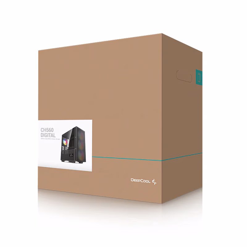 Deepcool CH560 Digital ATX Mid Tower Computer Case, ABS+SPCC+Tempered Glass Materials, Real-Time Dual-Status Digital Display, Hybrid Airflow Glass Side Panel, Black | CH560-BKAPE4D-G-1 thumbnail 3