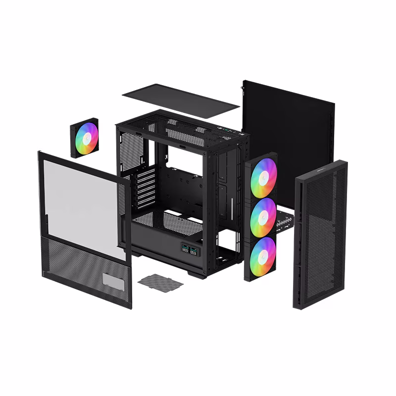 Deepcool CH560 Digital ATX Mid Tower Computer Case, ABS+SPCC+Tempered Glass Materials, Real-Time Dual-Status Digital Display, Hybrid Airflow Glass Side Panel, Black | CH560-BKAPE4D-G-1 thumbnail 6