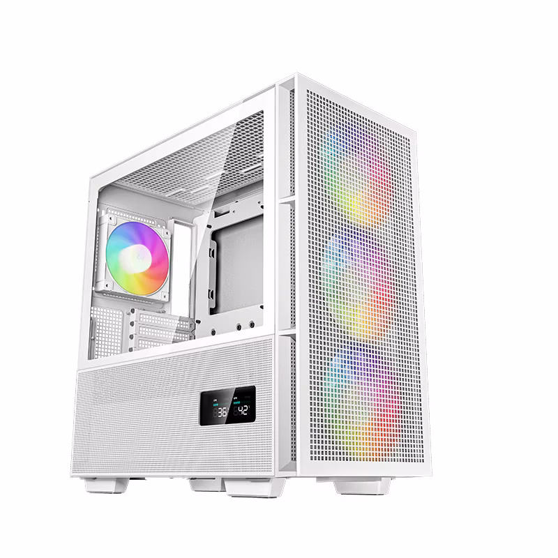 Deepcool CH560 Digital ATX Mid Tower Computer Case, ABS+SPCC+Tempered Glass Materials, 3??140mm ARGB Fans, Real-Time Dual-Status Digital Display, Hybrid Airflow Glass Side Panel, White | R-CH560-WHAPE4D-G-1 thumbnail 2