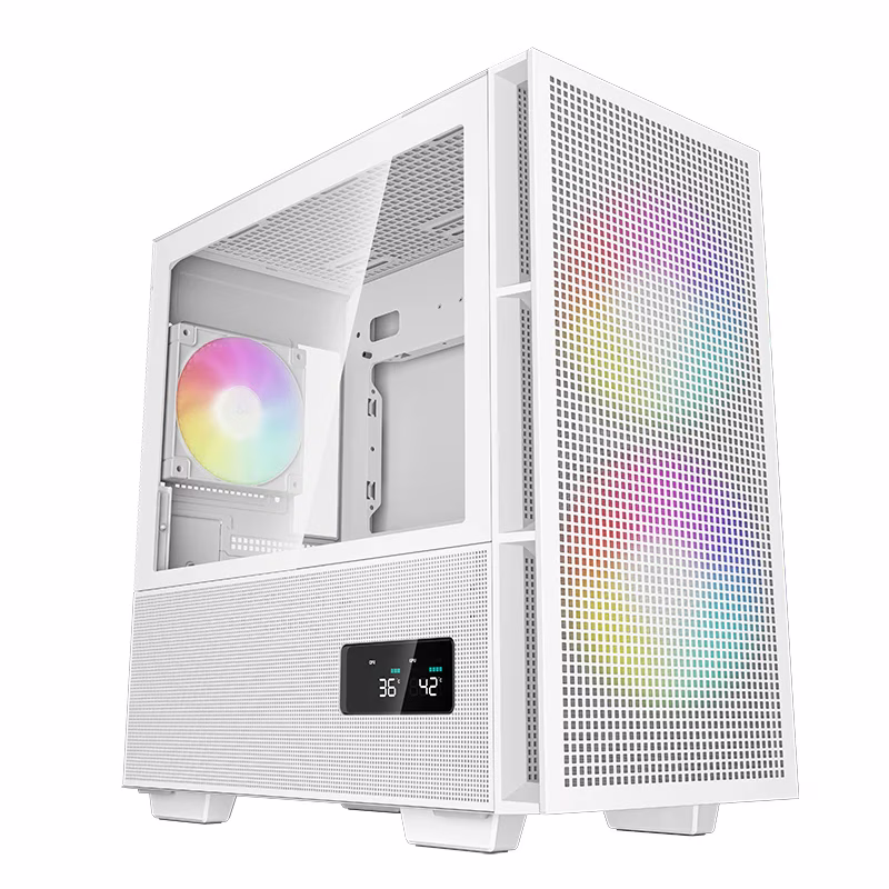 DeepCool CH360 Digital High Airflow mATX Case, 3x Pre-Installed aRGB Fan, Digital Display, ABS + SPCC + Tempered Glass Materials, Up to 360mm Radiator &amp; 8x Fan Support-White | R-CH360-WHAPE3D-G-1 – Buy Online