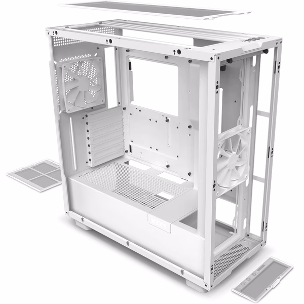 NZXT H7 Base Edition ATX Mid Tower Case, 3 x 120mm Top Fan Support, Up To 360mm Radiator Support, 7 PCI Expansion Slots, 2.5'' / 3.5'' Drive Bays, Tempered Glass Material, White | CM-H71BW-01 thumbnail 5