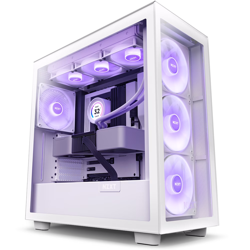 NZXT Powered High Perfomance Gaming PC, AMD 7800X3D, NVIDIA 4070 OC White 12GB, 32GB (2x16GB) DDR5 RAM, 2TB NVMe SSD, AIO Cooler, 850W 80+ Gold, WiFi+BT image