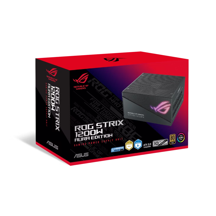 ASUS ROG STRIX 1200W Aura Edition Full Modular Power Supply, 80 PLUS Gold, ATX12V, 135mm Axial Tech Fan, Dual Ball Fan Bearings, Aluminum Case, Aura Sync, Black | 90YE00P0-B0NA00 thumbnail 8