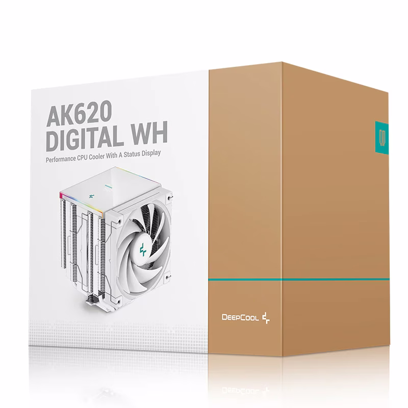 DeepCool AK620 DIGITAL CPU Air Cooler, Dual-Tower Heatsink Design, 120mm Fan, 1850 RPM Speed & 68.99 CFM Airflow, 6 Copper Heatpipes, Digital Status Screen, ARGB LED Strips, White | R-AK620-WHADMN-G thumbnail 6