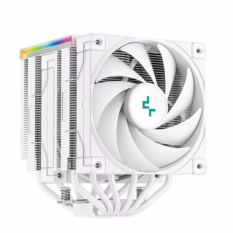 DeepCool AK620 DIGITAL CPU Air Cooler, Dual-Tower Heatsink Design, 120mm Fan, 1850 RPM Speed & 68.99 CFM Airflow, 6 Copper Heatpipes, Digital Status Screen, ARGB LED Strips, White | R-AK620-WHADMN-G thumbnail 2